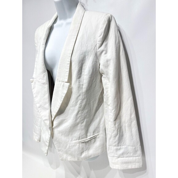Cartonnier Anthropologie Linen Blend Blazer Jacket Women’s 10 Medium Boho White - Picture 2 of 12